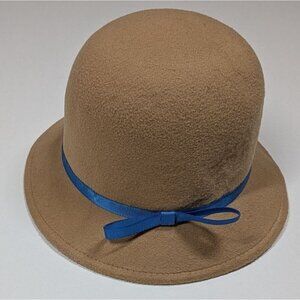 Bowler Hat Toddler Tan Felt Blue Ribbon Accent By Rising Star Dress Up Costume